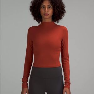 LULULEMON All Aligned Mock Neck Long Sleeve Shirt in Color “Java”, Size 8